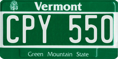 VT license plate CPY550