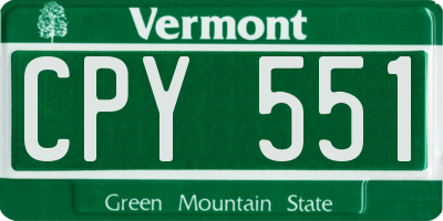 VT license plate CPY551