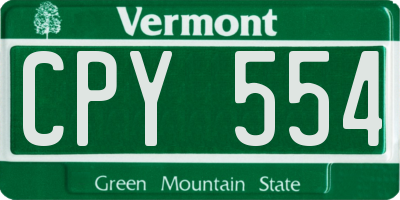 VT license plate CPY554