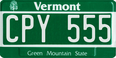 VT license plate CPY555