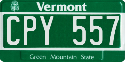 VT license plate CPY557