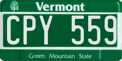 VT license plate CPY559