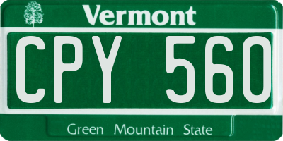 VT license plate CPY560