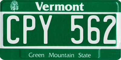 VT license plate CPY562