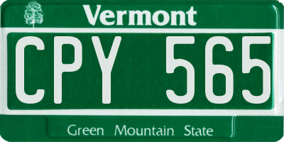 VT license plate CPY565