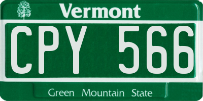 VT license plate CPY566