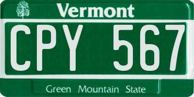 VT license plate CPY567