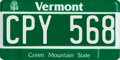 VT license plate CPY568