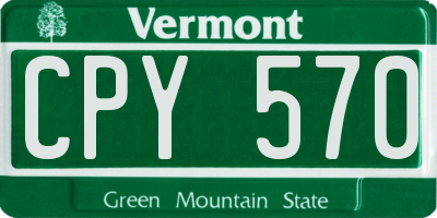 VT license plate CPY570