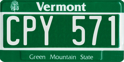 VT license plate CPY571