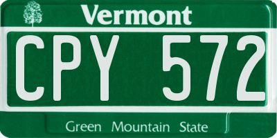 VT license plate CPY572
