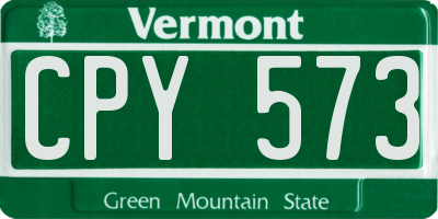 VT license plate CPY573