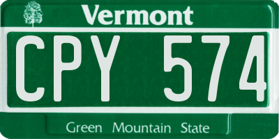 VT license plate CPY574