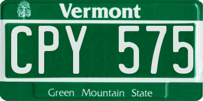 VT license plate CPY575