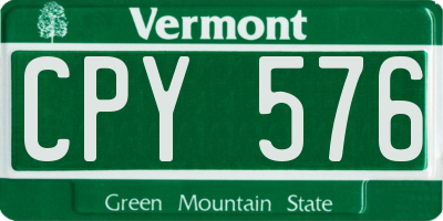 VT license plate CPY576