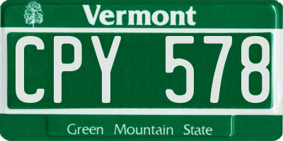 VT license plate CPY578