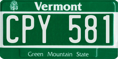 VT license plate CPY581