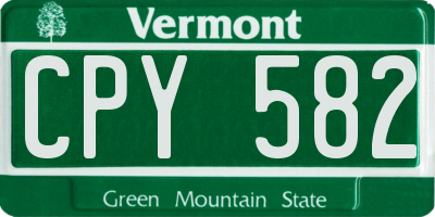 VT license plate CPY582