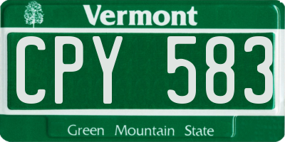VT license plate CPY583