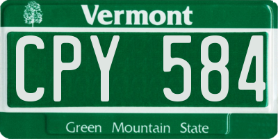 VT license plate CPY584