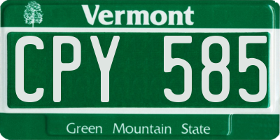 VT license plate CPY585