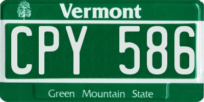 VT license plate CPY586