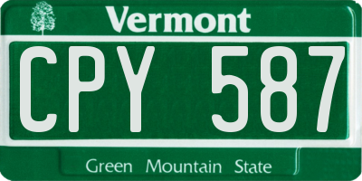 VT license plate CPY587