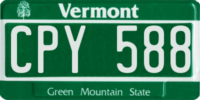 VT license plate CPY588