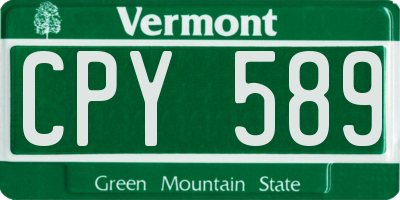 VT license plate CPY589