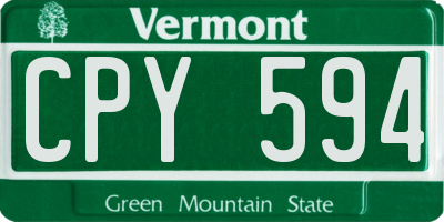 VT license plate CPY594