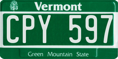 VT license plate CPY597