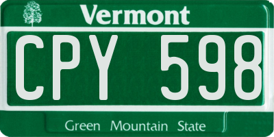VT license plate CPY598