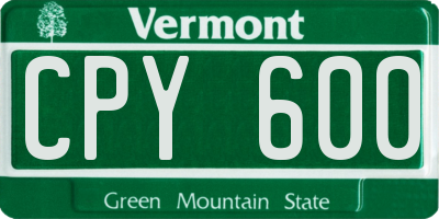 VT license plate CPY600