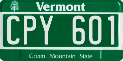 VT license plate CPY601
