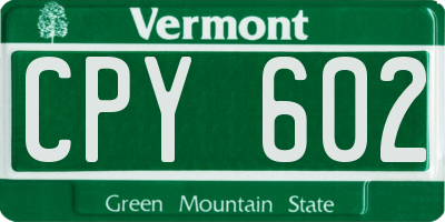 VT license plate CPY602