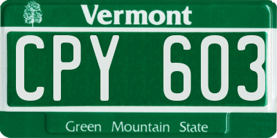 VT license plate CPY603
