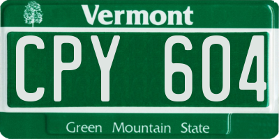 VT license plate CPY604