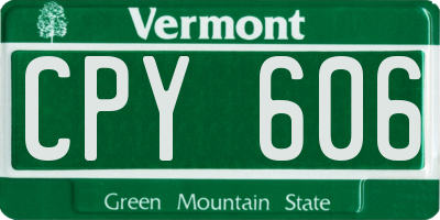 VT license plate CPY606