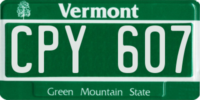 VT license plate CPY607