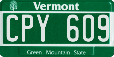 VT license plate CPY609