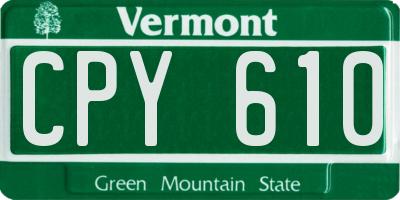 VT license plate CPY610