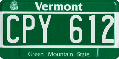 VT license plate CPY612
