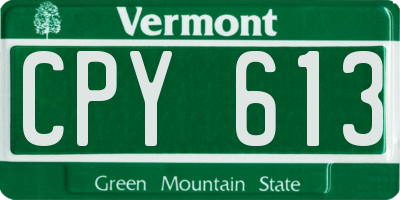 VT license plate CPY613