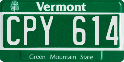 VT license plate CPY614