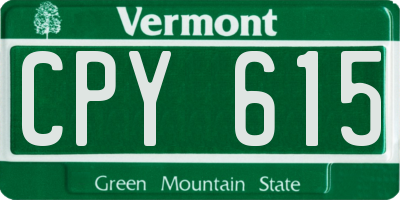 VT license plate CPY615