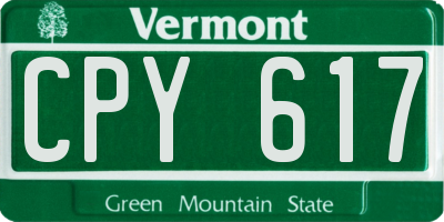 VT license plate CPY617