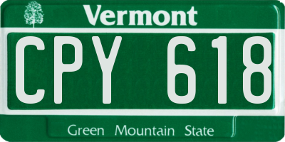 VT license plate CPY618