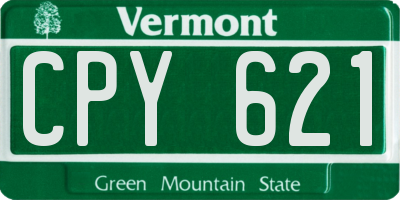 VT license plate CPY621