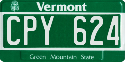 VT license plate CPY624