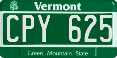 VT license plate CPY625